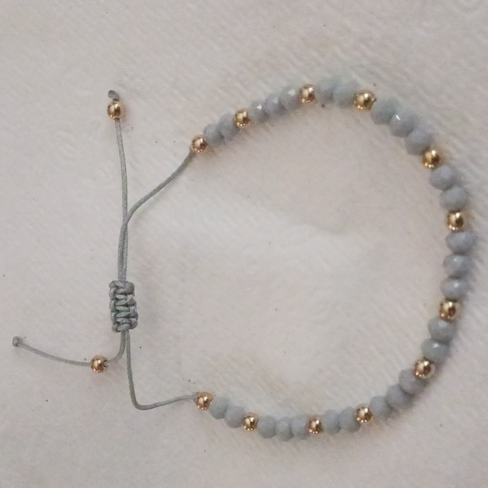 Light blue/purple adjustable beaded bracelet